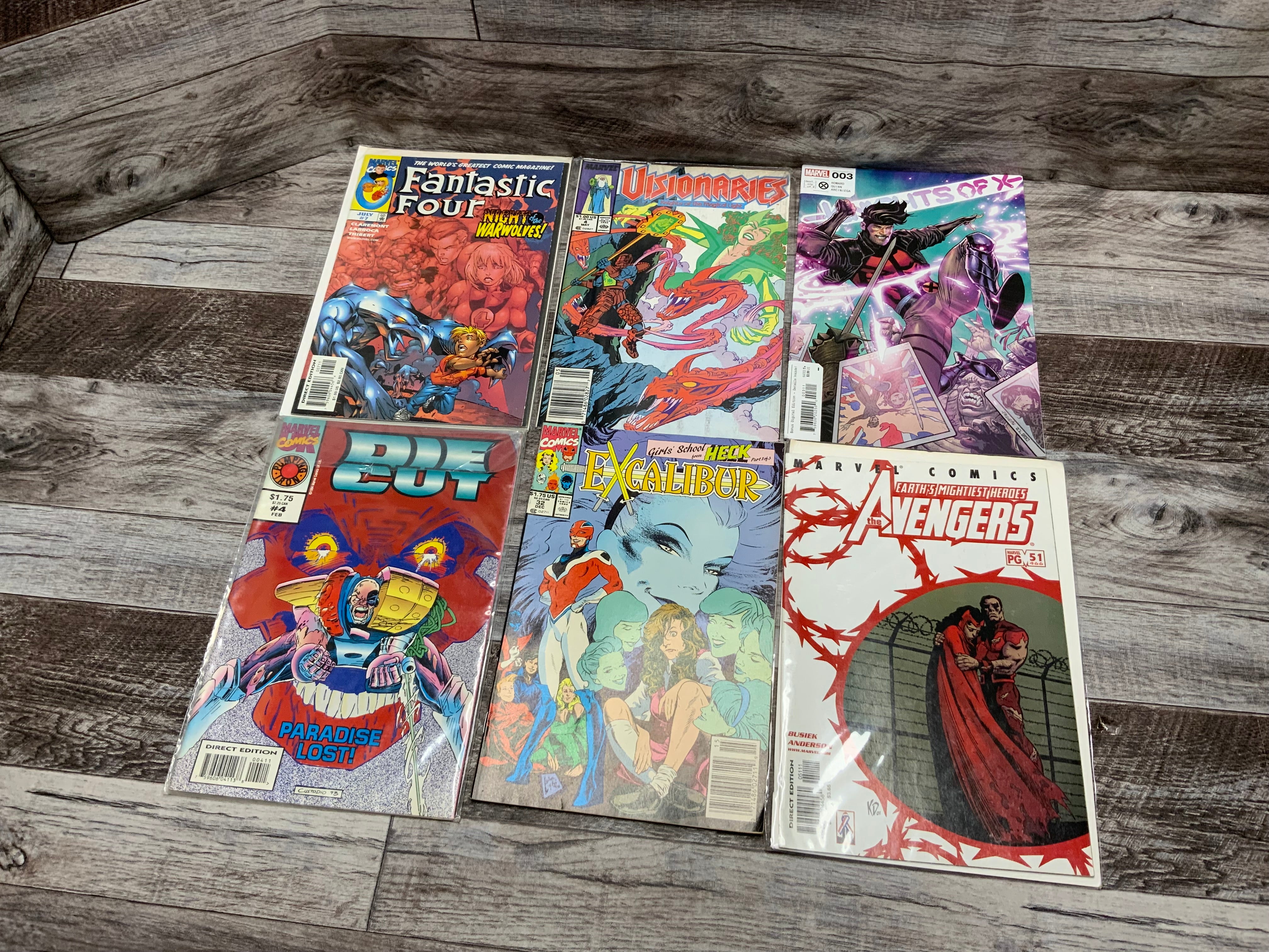 Marvel Comic Lot Of 6 Assortment (Avengers, Fantastic Four, Die Cut, Excalibur) (8180269973742)